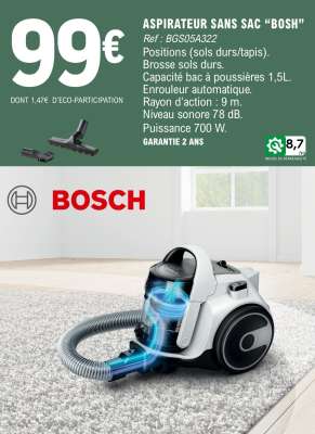 ASPIRATEUR SANS SAC “BOSH”