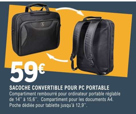 SACOCHE CONVERTIBLE POUR PC PORTABLE