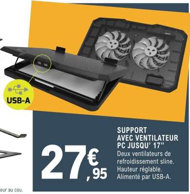 SUPPORT AVEC VENTILATEUR PC JUSQU’ 17”