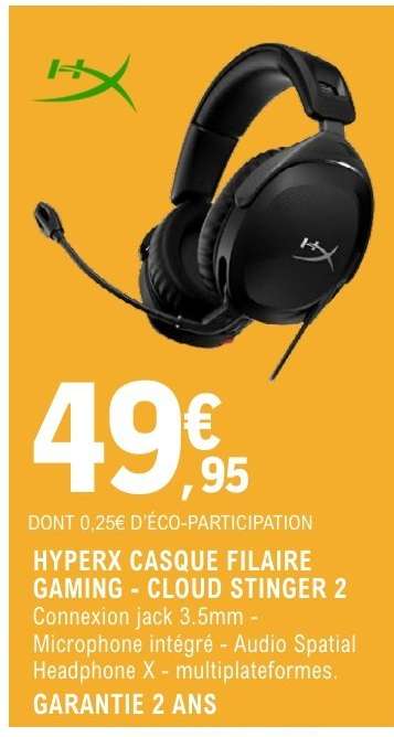 HYPERX CASQUE FILAIRE GAMING - CLOUD STINGER 2