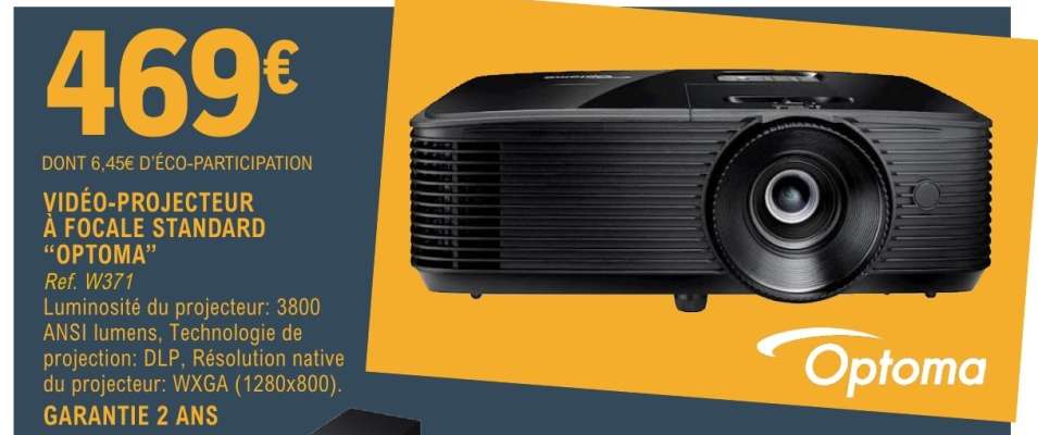 VIDÉO-PROJECTEUR À FOCALE STANDARD “OPTOMA”