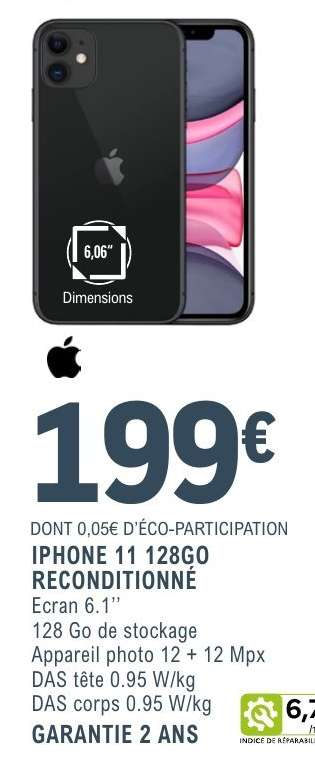IPHONE 11 128GO RECONDITIONNÉ