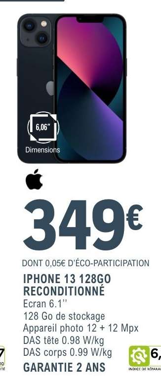 IPHONE 13 128GO RECONDITIONNÉ