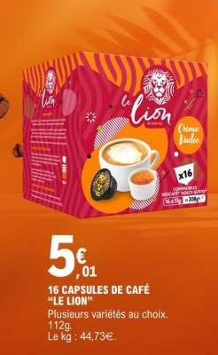 16 CAPSULES DE CAFÉ "LE LION"