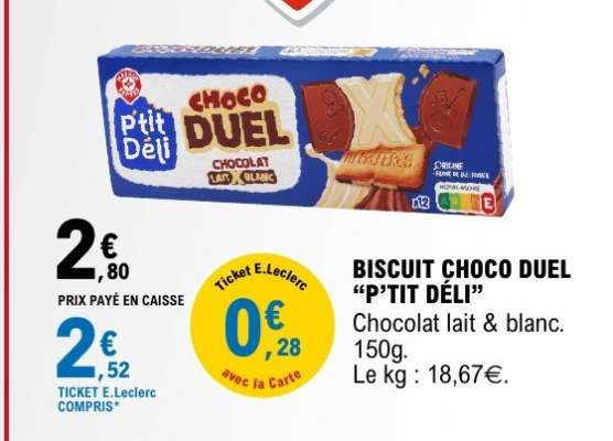 Biscuit Choco Duel 'P'tit Deli'