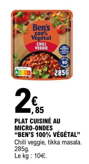 PLAT CUISINÉ AU MICRO-ONDES “BEN’S 100% VÉGÉTAL”
