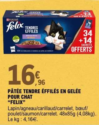 PÂTÉE TENDRE EFFILES EN GELÉE POUR CHAT "FELIX"