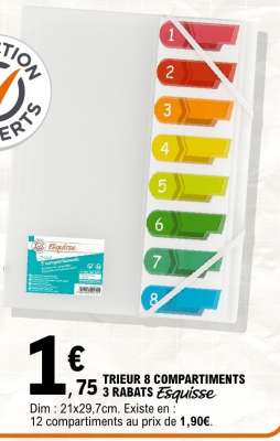 TRIEUR 8 COMPARTIMENTS 3 RABATS Esquisse