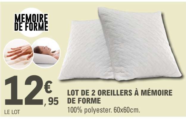 Lot de 2 oreillers à mémoire de forme