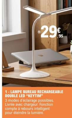 LAMPE BUREAU RECHARGEABLE DOUBLE LED “KEYTIM”