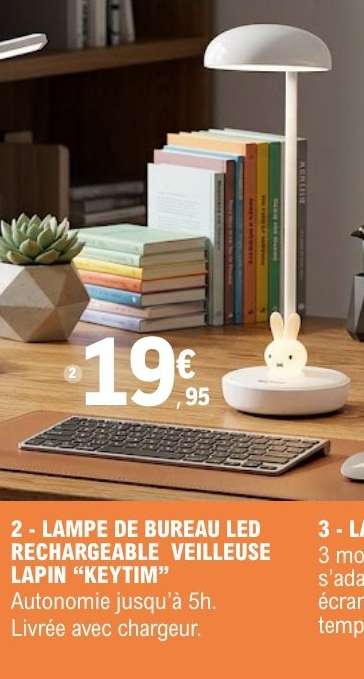 LAMPE DE BUREAU LED RECHARGEABLE VEILLEUSE LAPIN “KEYTIM”