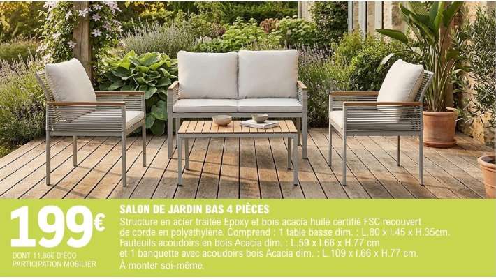 SALON DE JARDIN BAS 4 PIÈCES