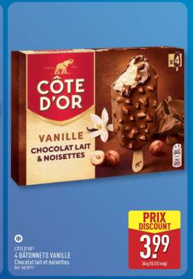 CÔTE D'OR 4 BATONNETS VANILLE