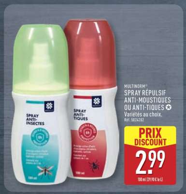 MULTINORM SPRAY RÉPULSIF ANTI-MOUSTIQUES OU ANTI-TIQUES