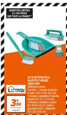 SET DE NETTOYAGE PELLE, BALAYETTE ET BROSSES URBAN LIVING