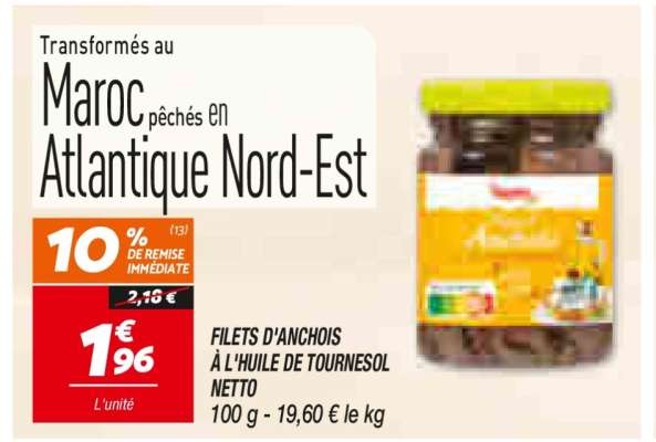 FILETS D'ANCHOIS À L'HUILE DE TOURNESOL NETTO