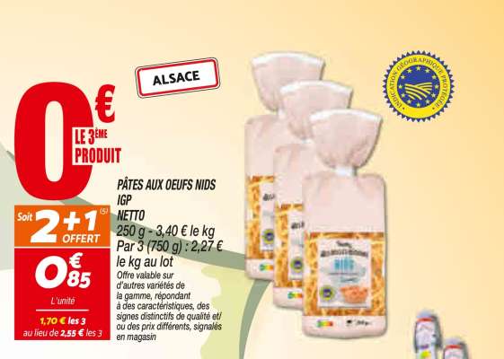PÂTES AUX OEUFS NIDS IGP