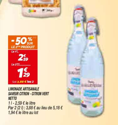 Limonade Artisanale Saveur Citron - Citron Vert