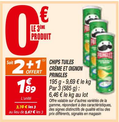 Chips Tuiles Crème Et Oignon Pringles