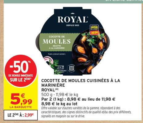 COCOTTE DE MOULES CUISINÉES À LA MARINIÈRE