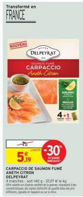 Carpaccio de Saumon Fumé Aneth Citron Delpeyrat