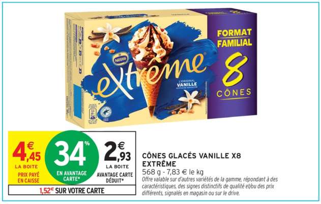 Cônes glacés vanille x8 Extrême