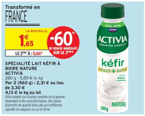 ACTIVIA Spécialité Lait Kéfir à Boire Nature