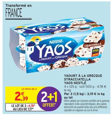 YAOURT À LA GRECQUE STRACCIATELLA YAOS NESTLÉ