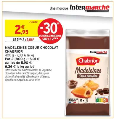 Madeleines Coeur Chocolat Chabrior