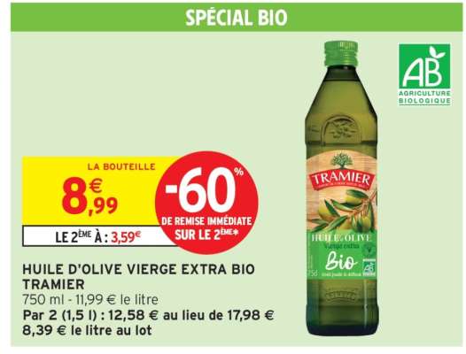 HUILE D'OLIVE VIERGE EXTRA BIO TRAMIER