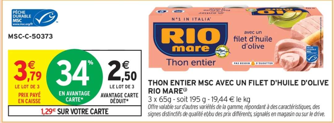 THON ENTIER MSC AVEC UN FILET D'HUILE D'OLIVE RIO MARE