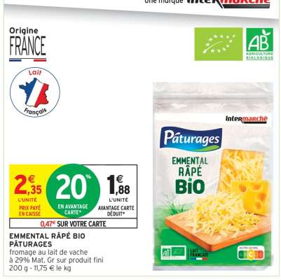 EMMENTAL RÂPÉ BIO PÂTURAGES