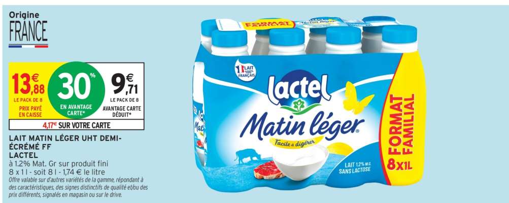 Lait Matin Léger UHT Demi-Écrémé FF
