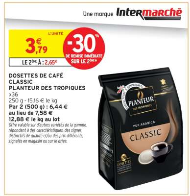 DOSETTES DE CAFÉ CLASSIC PLANTEUR DES TROPIQUES