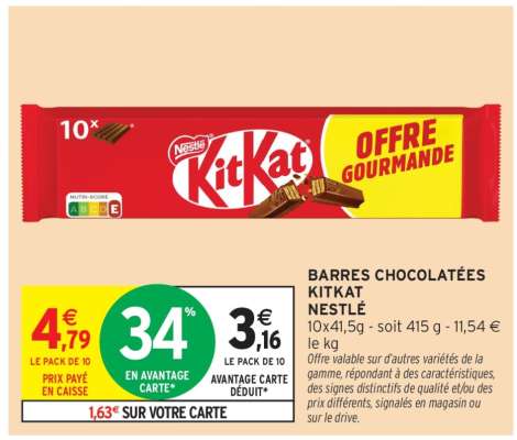 BARRES CHOCOLATÉES KITKAT NESTLÉ