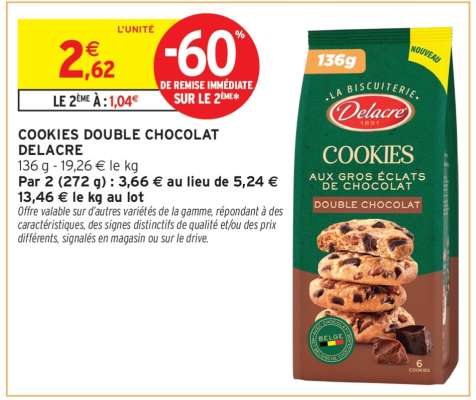COOKIES DOUBLE CHOCOLAT DELACRE