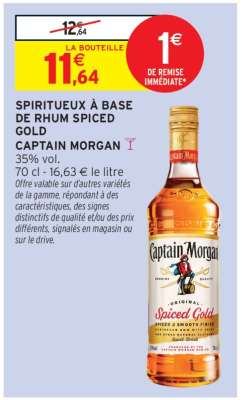 SPIRITUEUX À BASE DE RHUM SPICED GOLD CAPTAIN MORGAN