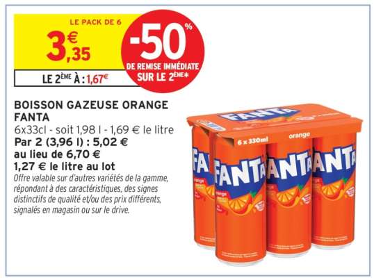 Boisson gazeuse orange Fanta