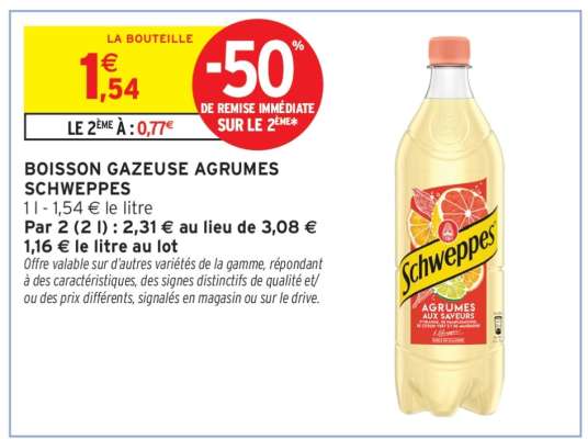 BOISSON GAZEUSE AGRUMES SCHWEPPES