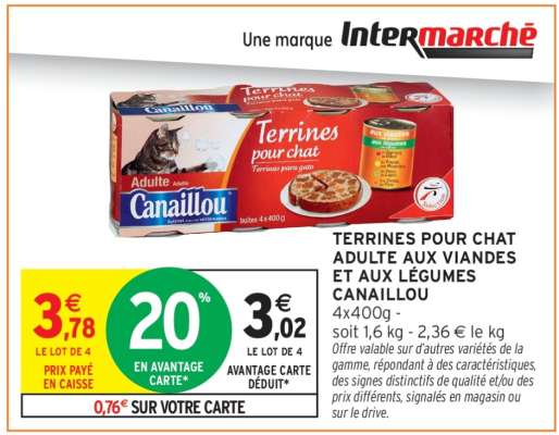 TERRINES POUR CHAT ADULTE AUX VIANDES ET AUX LÉGUMES CANAILLOU