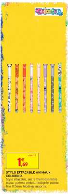 STYLO EFFACÇABLE ANIMAUX COLORINO