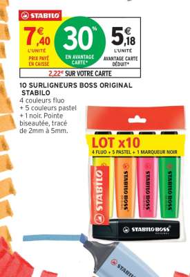 10 SURLIGNEURS BOSS ORIGINAL STABILO