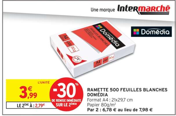RAMETTE 500 FEUILLES BLANCHES DOMEDIA