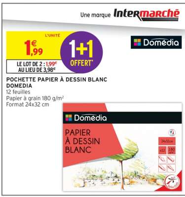 POCHETTE PAPIER À DESSIN BLANC DOMEDIA