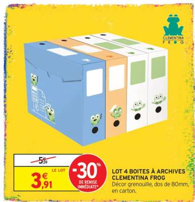 LOT 4 BOITES À ARCHIVES CLÉMENTINA FROG