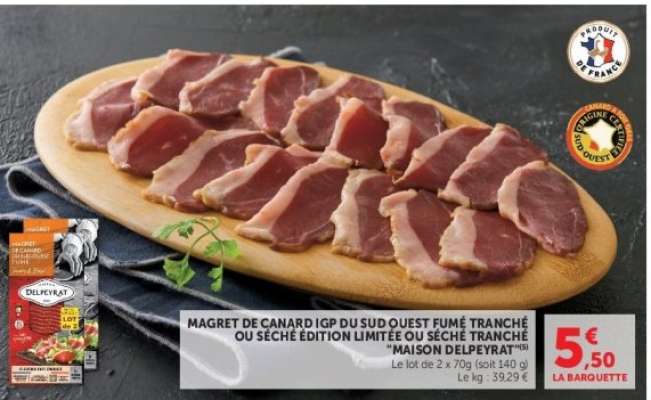 Magret de canard IGP du Sud Ouest fumé tranché