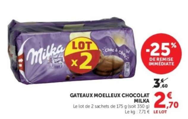 GATEAUX MOELLEUX CHOCOLAT MILKA