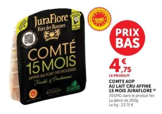 COMTÉ AOP AU LAIT CRU AFFINE 15 MOIS JURAFLOR