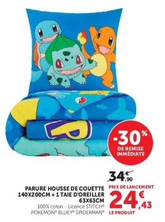 Parure Housse de Couette 140x200cm + 1 Taie d'Oreiller 63x63cm