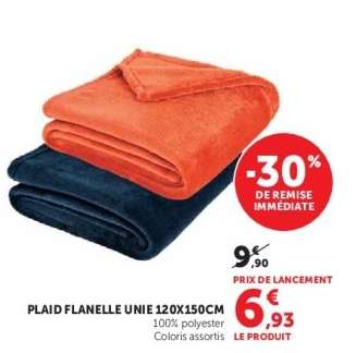 PLAID FLANELLE UNIE 120X150CM